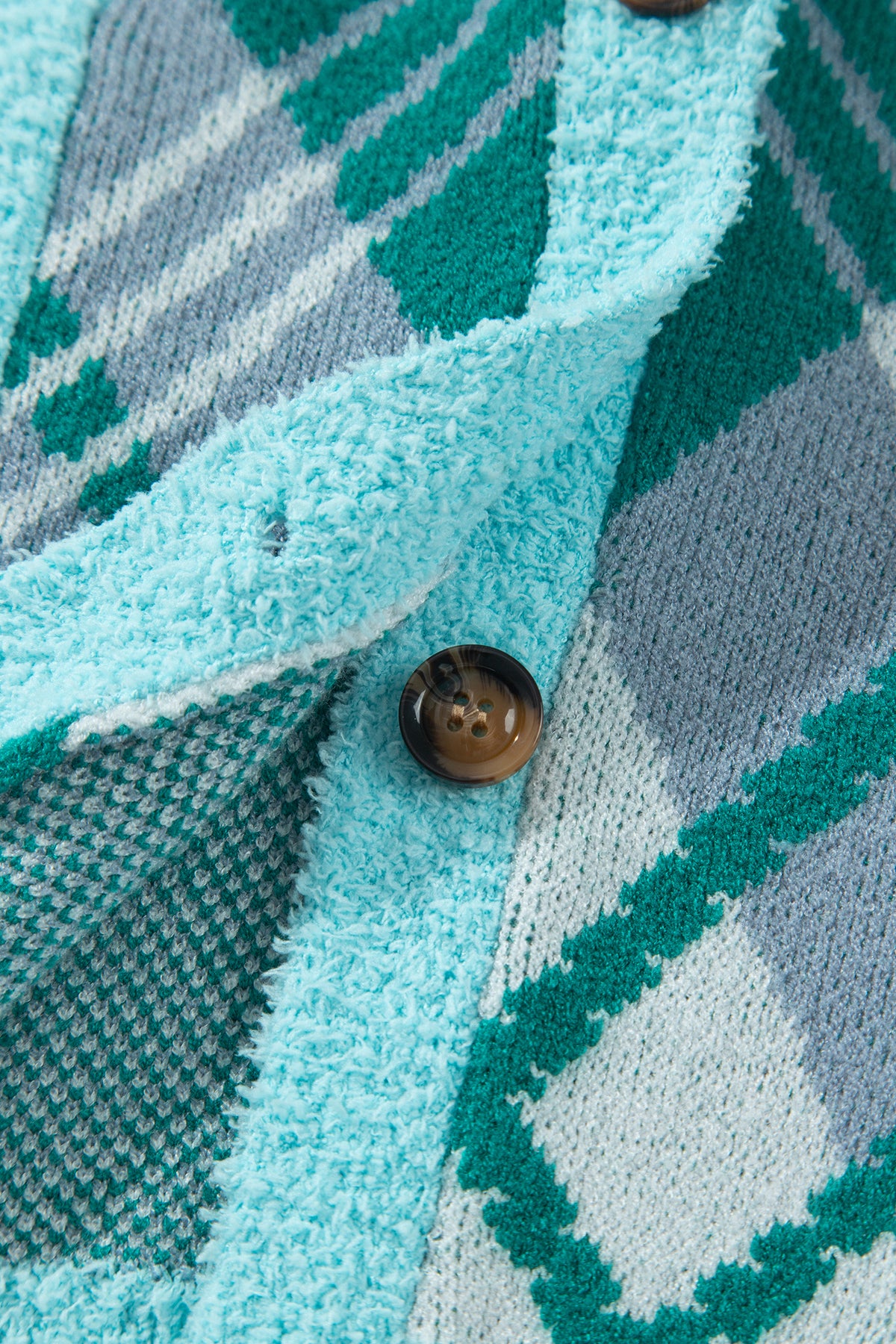 Green Plaid V Neck Long Sleeve Shift Cardigan Sweater-TOPS / DRESSES-[Adult]-[Female]-2022 Online Blue Zone Planet