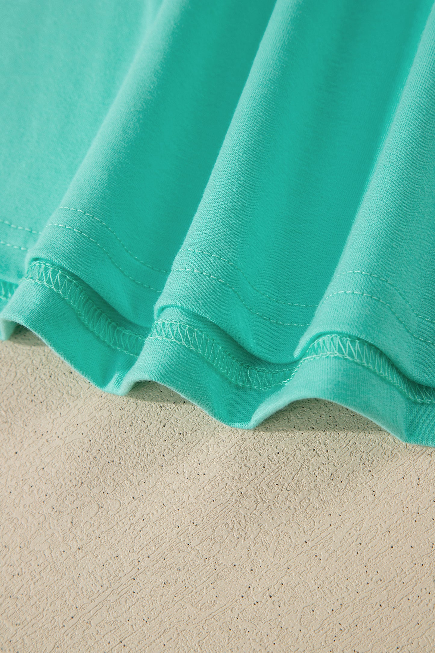 Mint Green Casual Plain Crew Neck Tee-Tops/Tops & Tees-[Adult]-[Female]-2022 Online Blue Zone Planet