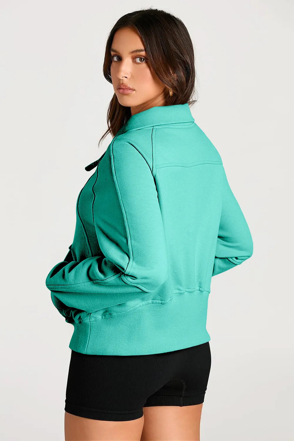 Half Zip Long Sleeve Sweatshirt-TOPS / DRESSES-[Adult]-[Female]-2022 Online Blue Zone Planet