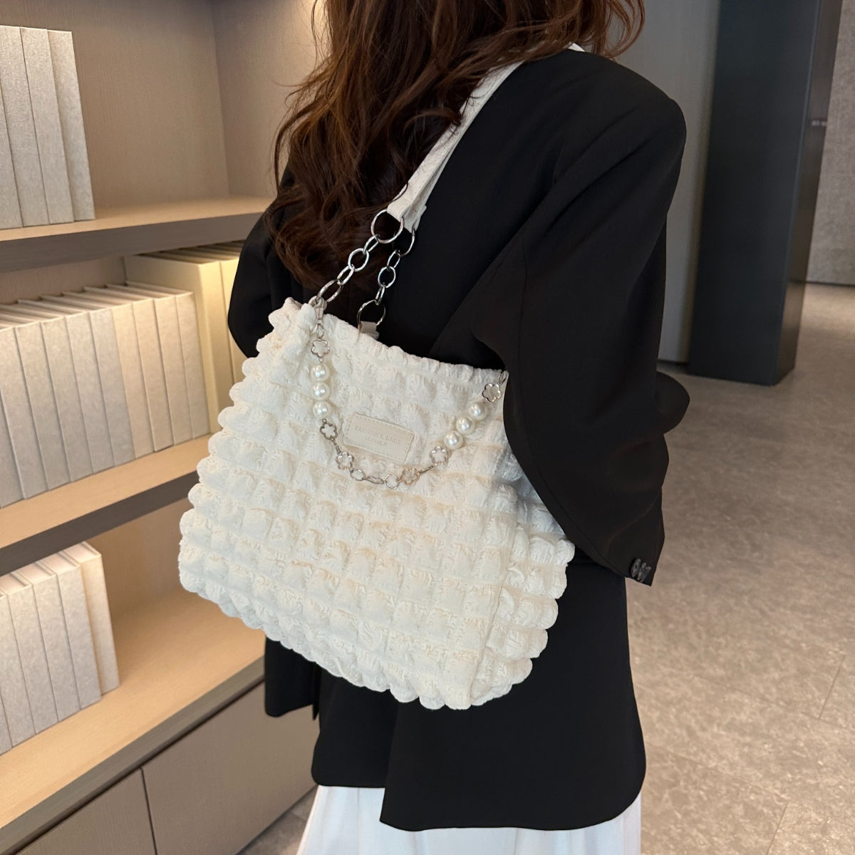 Cloud Puffy Polyester Tote Bag-[Adult]-[Female]-2022 Online Blue Zone Planet