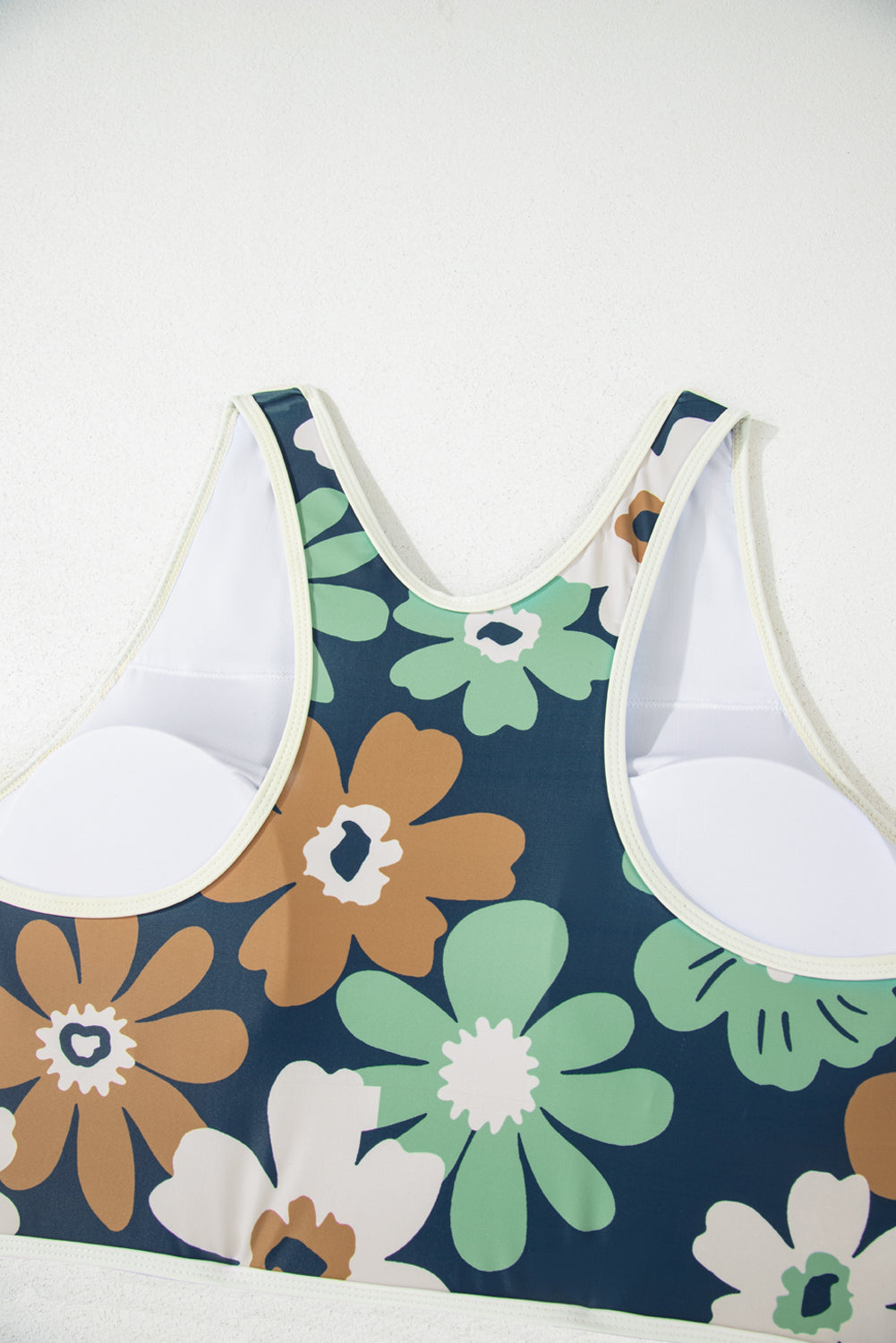 Green Floral Printed Zipped Plus Size Two Pieces Bikini-Plus Size/Plus Size Swimwear-[Adult]-[Female]-2022 Online Blue Zone Planet