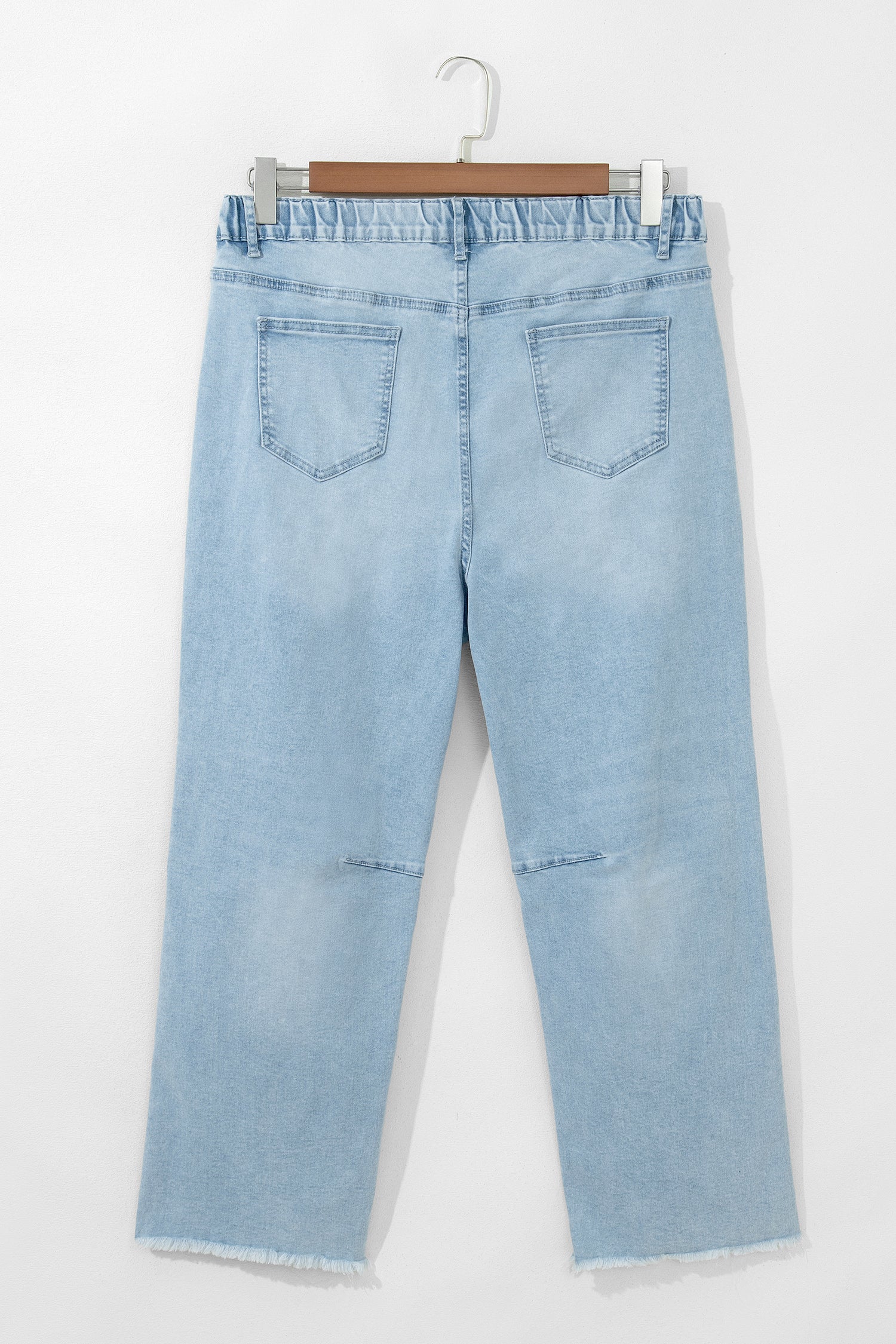 Beau Blue Plus Size Seam Detail Patch Pocket Raw Cut Shift Jeans-Plus Size/Plus Size Bottoms-[Adult]-[Female]-2022 Online Blue Zone Planet