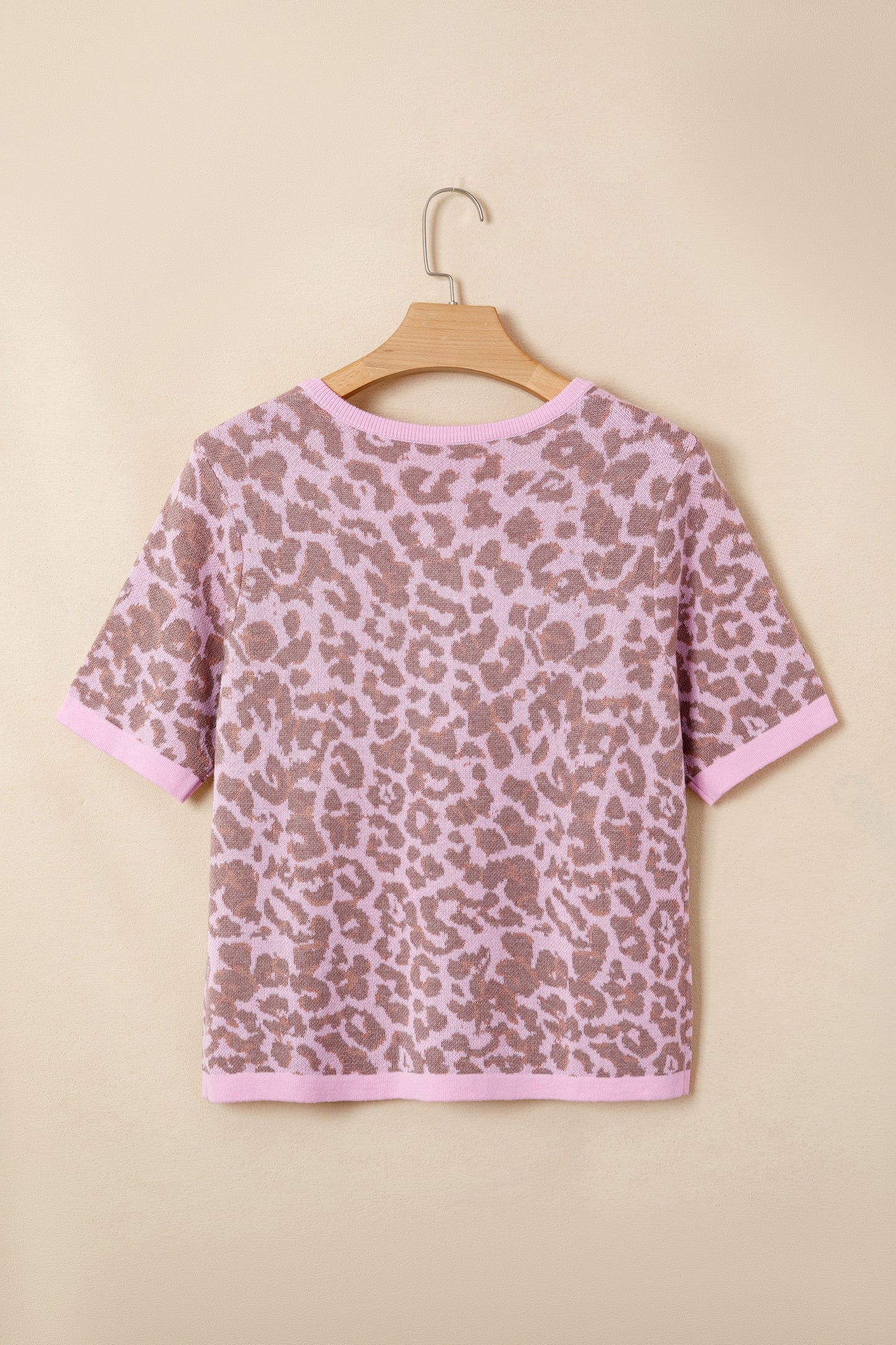 Pink Leopard Button Down Short Sleeve Sweater Cardigan-Sweaters & Cardigans/Cardigans-[Adult]-[Female]-2022 Online Blue Zone Planet