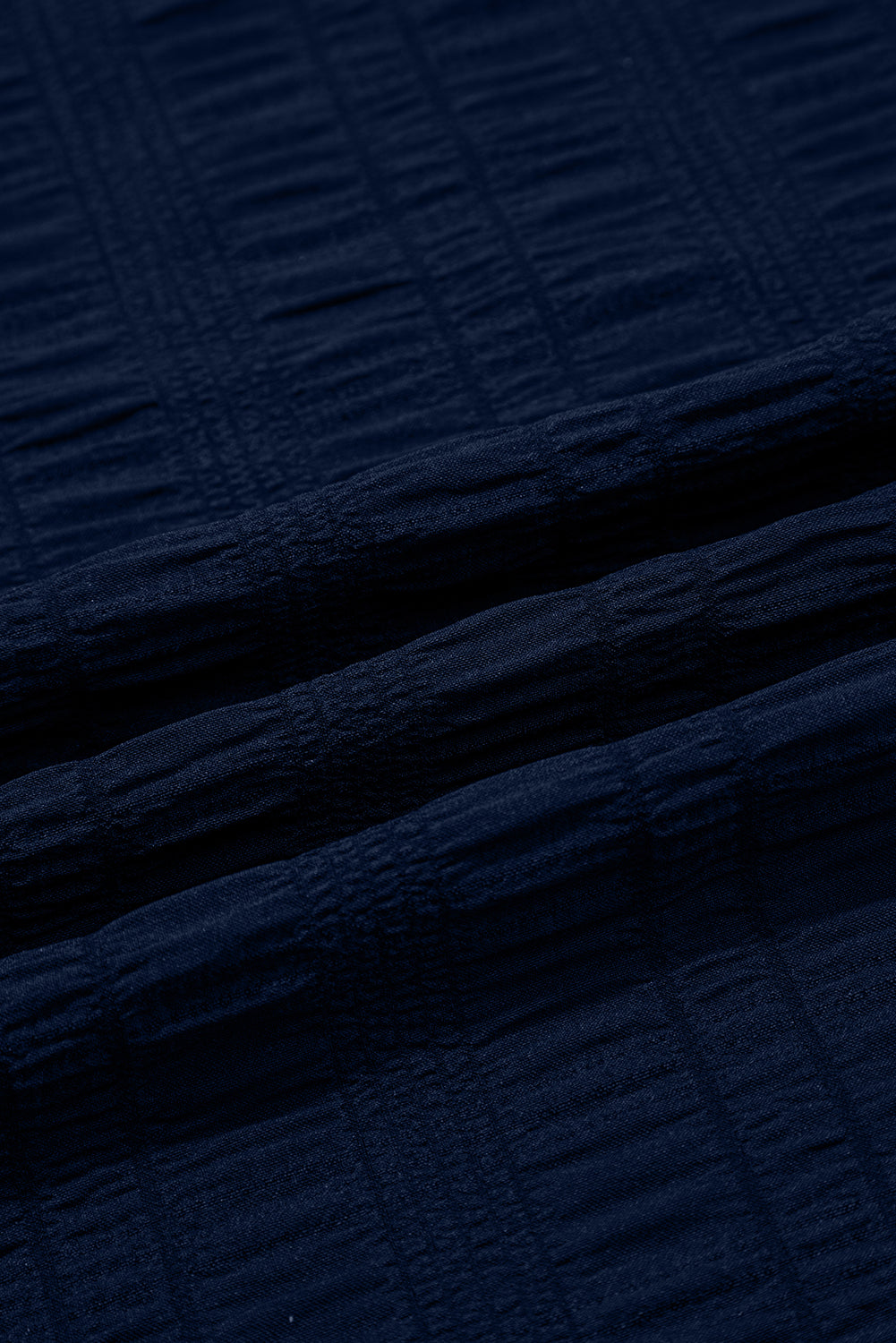 Dirty Blue Textured Square Neck Top And Shirred High Waist Shorts Set-Two Piece Sets/Short Sets-[Adult]-[Female]-2022 Online Blue Zone Planet