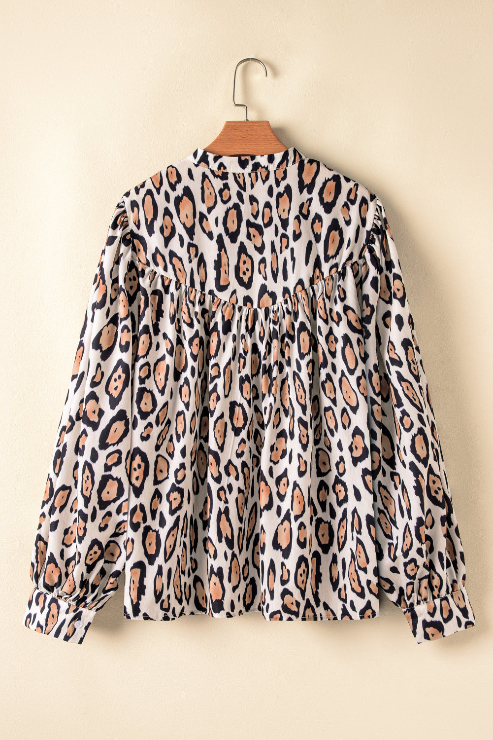 Blue Zone Planet | Jet Stream Oversized Leopard Print Balloon Sleeve Casual Shirt-Tops/Blouses & Shirts-[Adult]-[Female]-2022 Online Blue Zone Planet