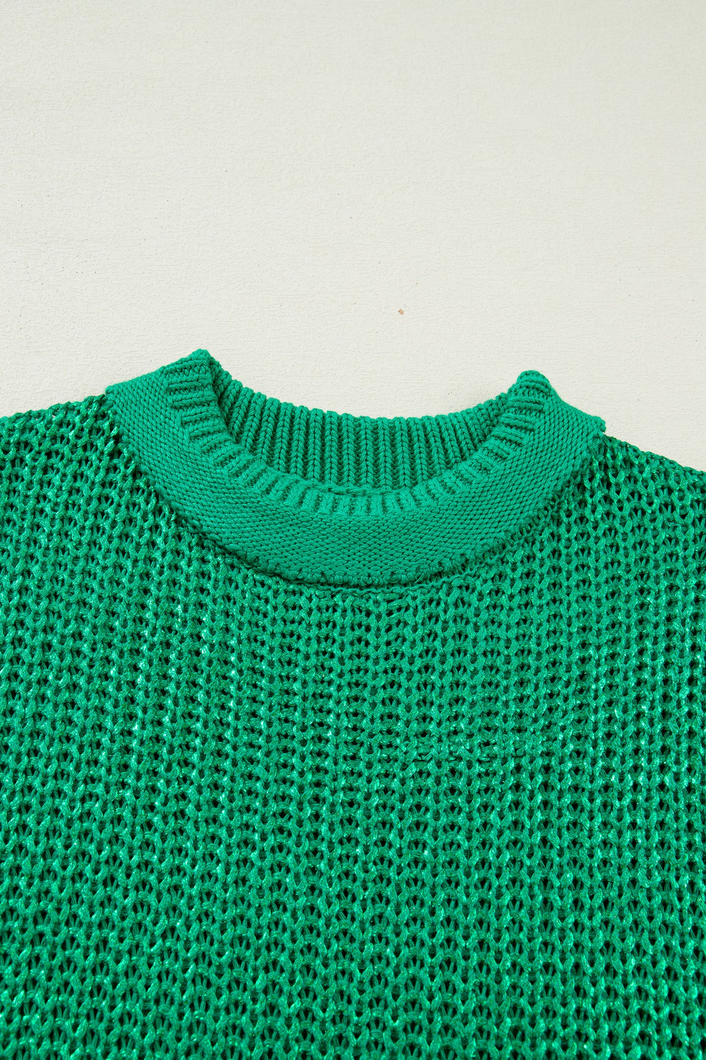 Bright Green Solid Color Knit High Neck Short Sleeve Sweater-TOPS / DRESSES-[Adult]-[Female]-2022 Online Blue Zone Planet