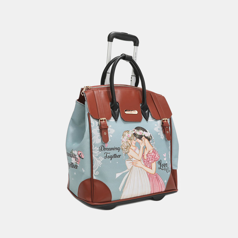 Nicole Lee USA Printed Rolling Tote Bag-HANDBAGS-[Adult]-[Female]-2022 Online Blue Zone Planet