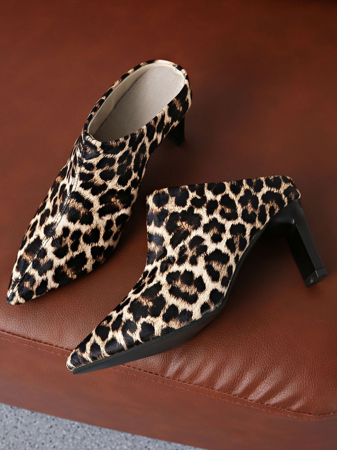 PU Leather Leopard Point Toe Pumps-SHOES-[Adult]-[Female]-2022 Online Blue Zone Planet