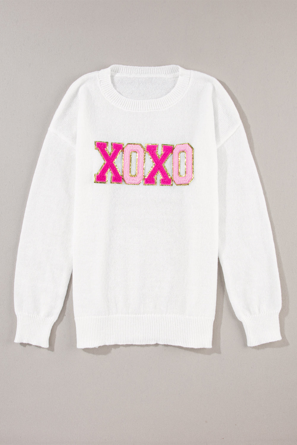 White Glitter Merry & Bright Round Neck Knit Sweater-Sweaters-[Adult]-[Female]-2022 Online Blue Zone Planet