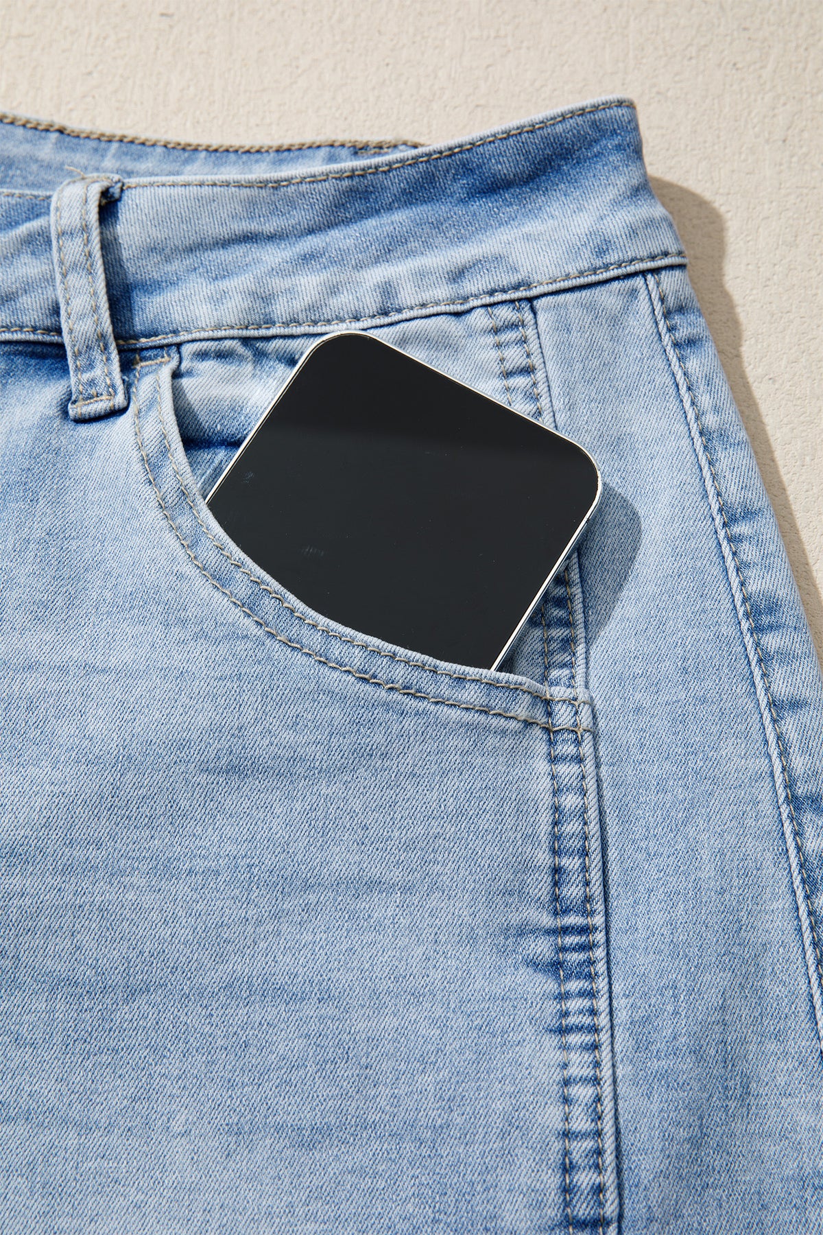 Sail Blue Raw Hem Turnup Loose Ankle-length Jeans-Bottoms/Jeans-[Adult]-[Female]-2022 Online Blue Zone Planet