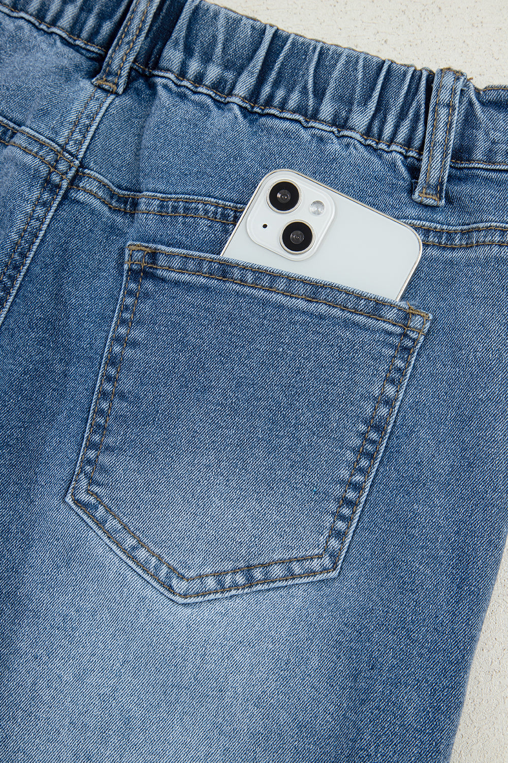 Stone Blue Star Patchwork Cropped Wide Leg High Waist Jeans-Bottoms/Jeans-[Adult]-[Female]-2022 Online Blue Zone Planet