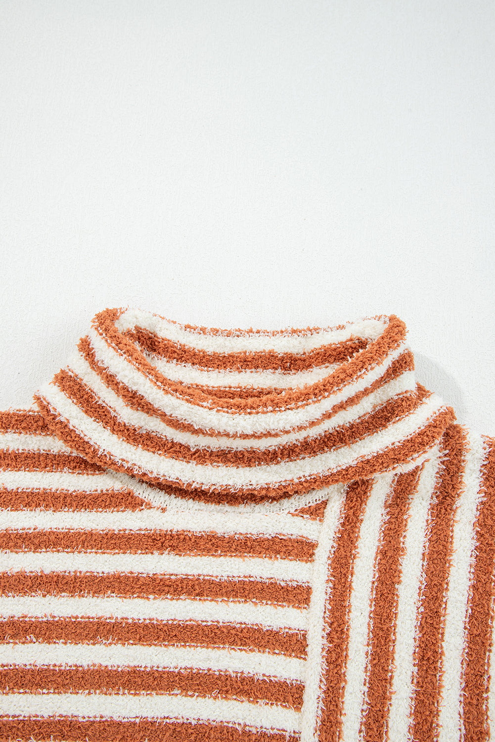 Orange Stripe Cowl Neck Drop Shoulder Sweater-Sweaters & Cardigans/Sweaters-[Adult]-[Female]-2022 Online Blue Zone Planet