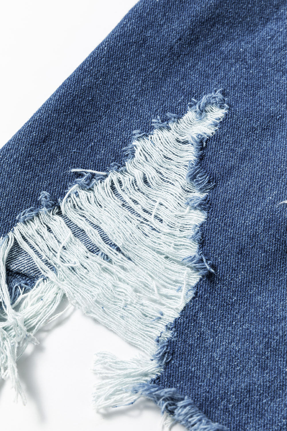 Blue Zone Planet | Sky Blue Light Wash Distressed Frayed Long Denim Jacket-Outerwear/Denim jackets-[Adult]-[Female]-2022 Online Blue Zone Planet
