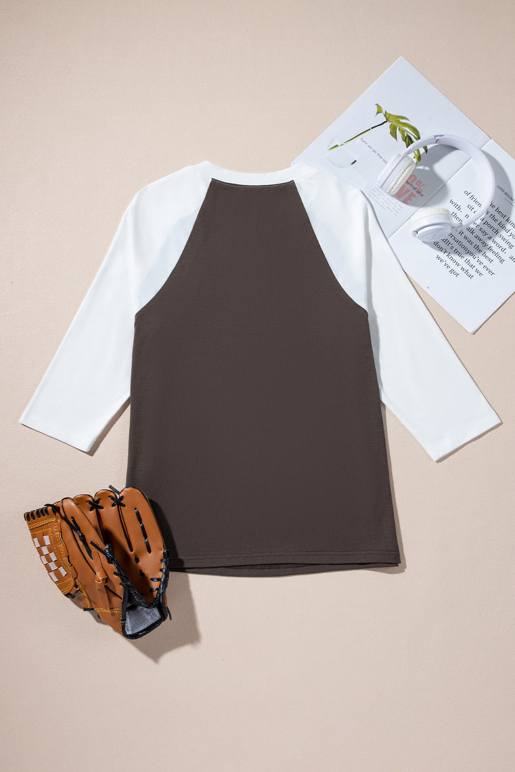 Brown Western Yeehaw Graphic Vintage Raglan Long Sleeve Top-Graphic/Graphic Long Sleeve Tees-[Adult]-[Female]-2022 Online Blue Zone Planet