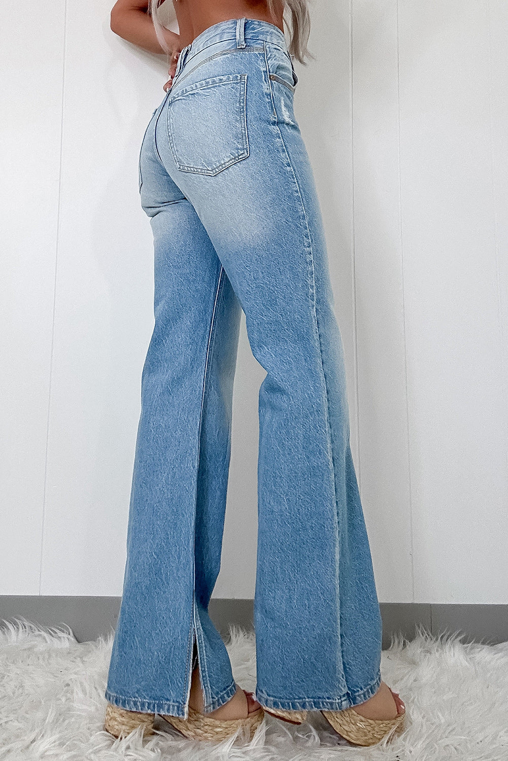 Blue Zone Planet |  Myosotis High Rise Shift Slit Leg Straight Jeans