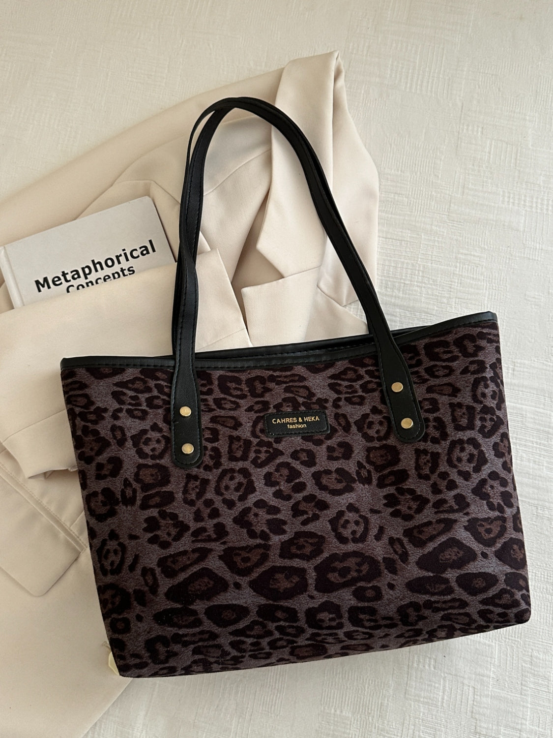 Leopard Polyester Tote Bag-HANDBAGS-[Adult]-[Female]-2022 Online Blue Zone Planet