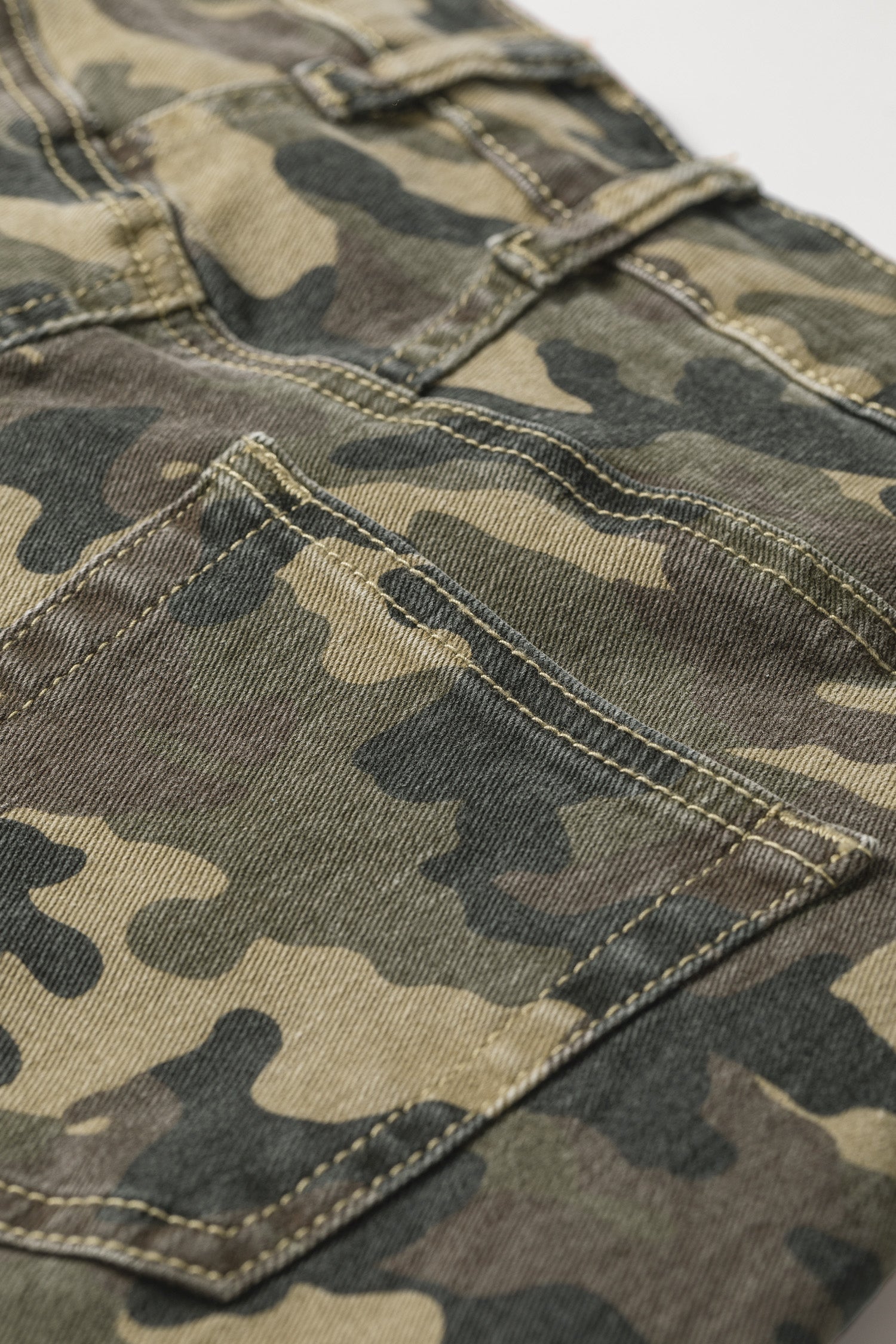 Green Camouflage High Rise Denim Shorts-Bottoms/Denim Shorts-[Adult]-[Female]-2022 Online Blue Zone Planet