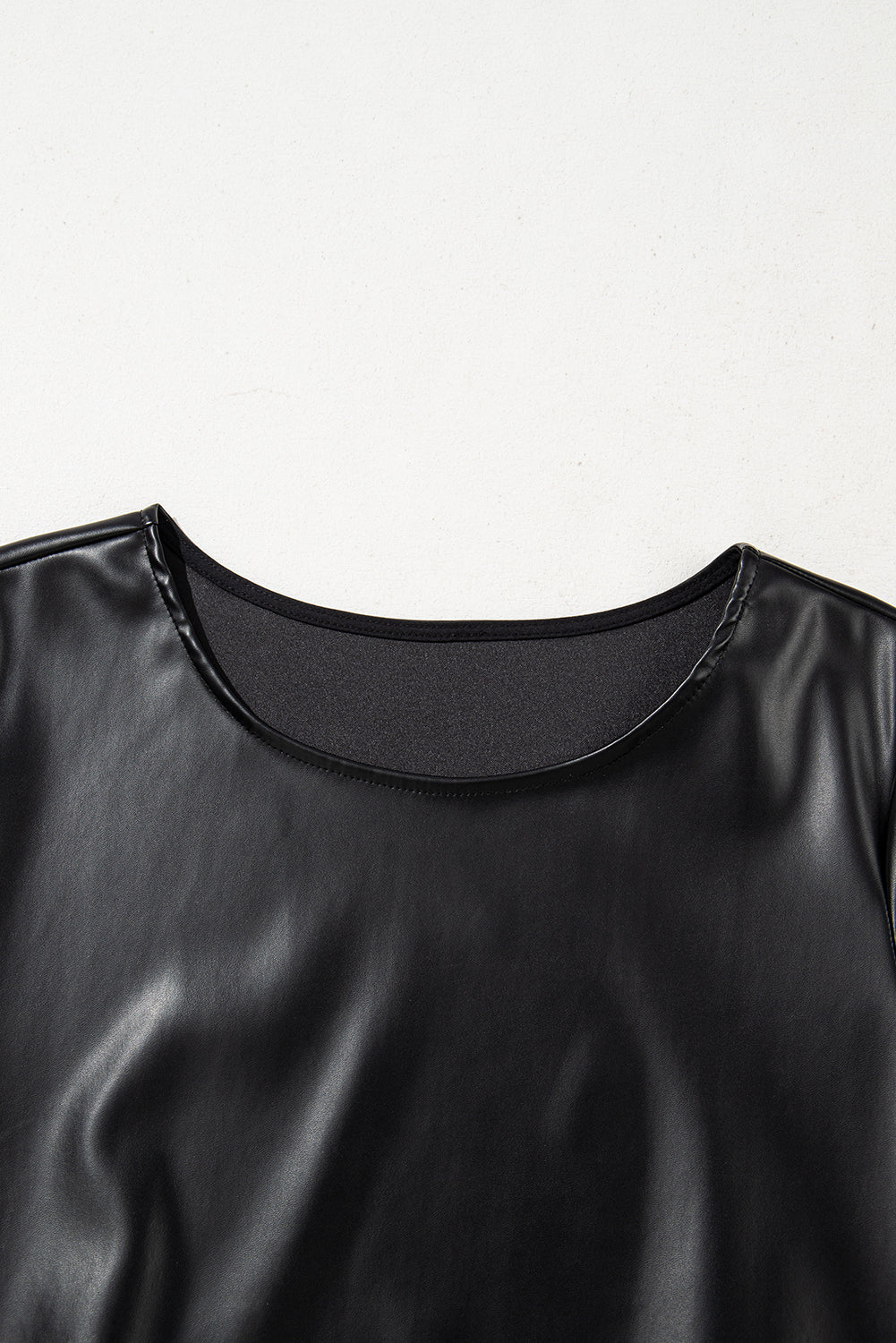 Black Faux Leather Loose T-shirt Dress-TOPS / DRESSES-[Adult]-[Female]-2022 Online Blue Zone Planet