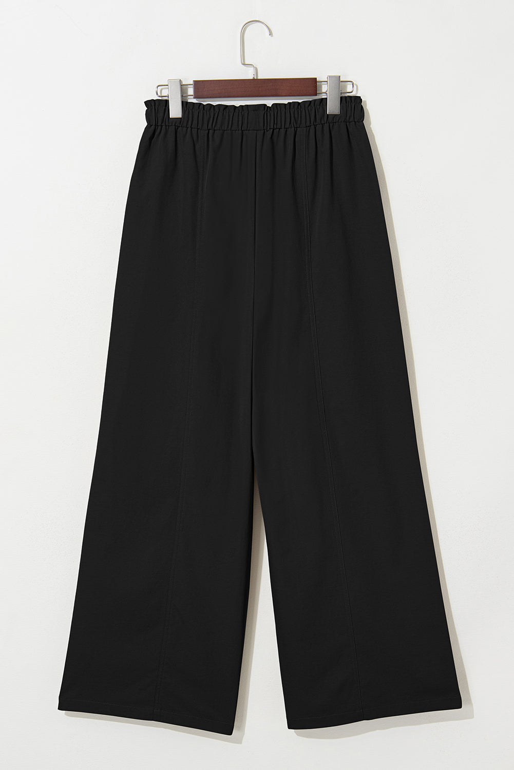 Black Solid Color Drawstring Elastic Waist Casual Loose Pants-Bottoms/Pants & Culotte-[Adult]-[Female]-2022 Online Blue Zone Planet