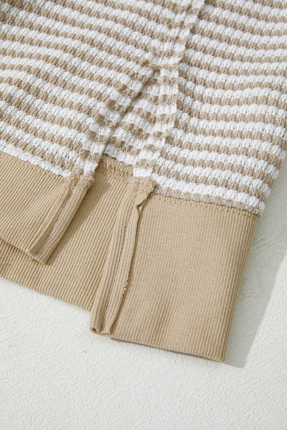Brown Stripe Plus Size Breathable Knit Ribbed Trim Long Sleeve Top-Plus Size/Plus Size Tops/Plus Size Long Sleeve Tops-[Adult]-[Female]-2022 Online Blue Zone Planet