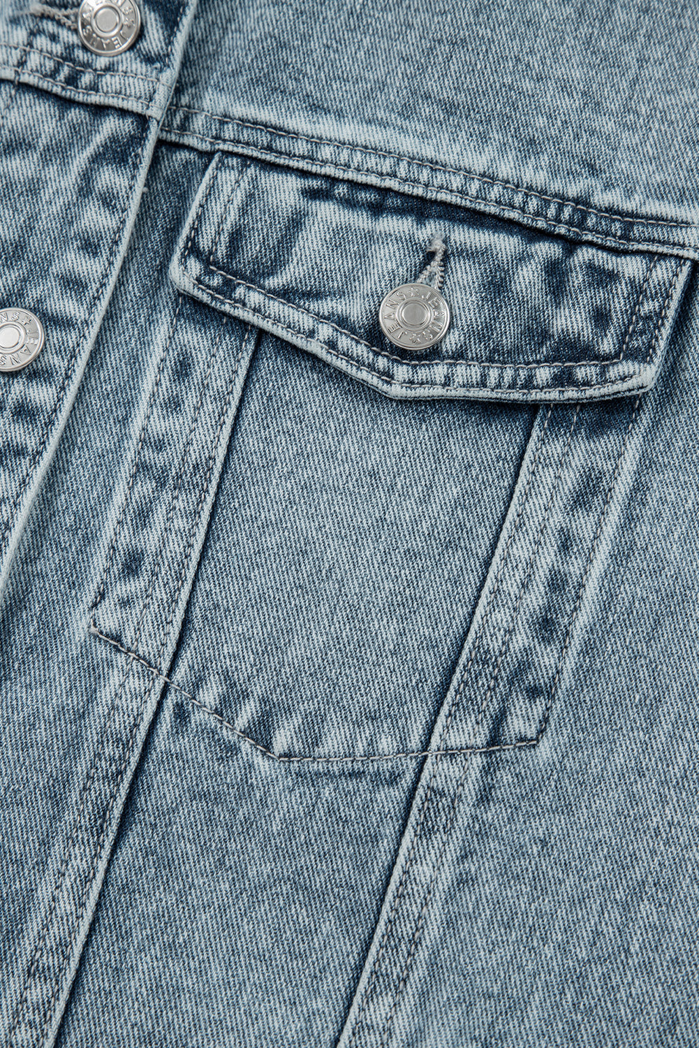 Myosotis Button Flap Pocket Frayed Detail Denim Vest-Outerwear/Vests-[Adult]-[Female]-2022 Online Blue Zone Planet