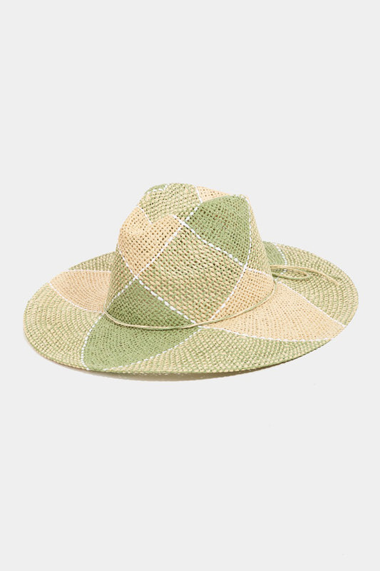 Fame Contrast Straw Braid Hat-HATS-[Adult]-[Female]-Green-One Size-2022 Online Blue Zone Planet