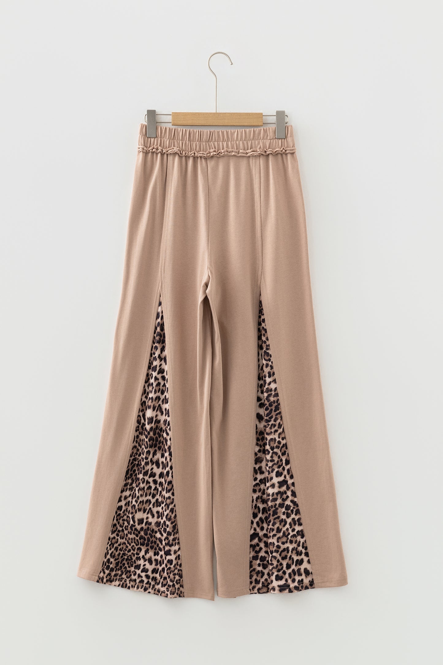 Straw Yellow Mineral Wash Leopard Patchwork Wide Leg Pants-Bottoms/Pants & Culotte-[Adult]-[Female]-2022 Online Blue Zone Planet