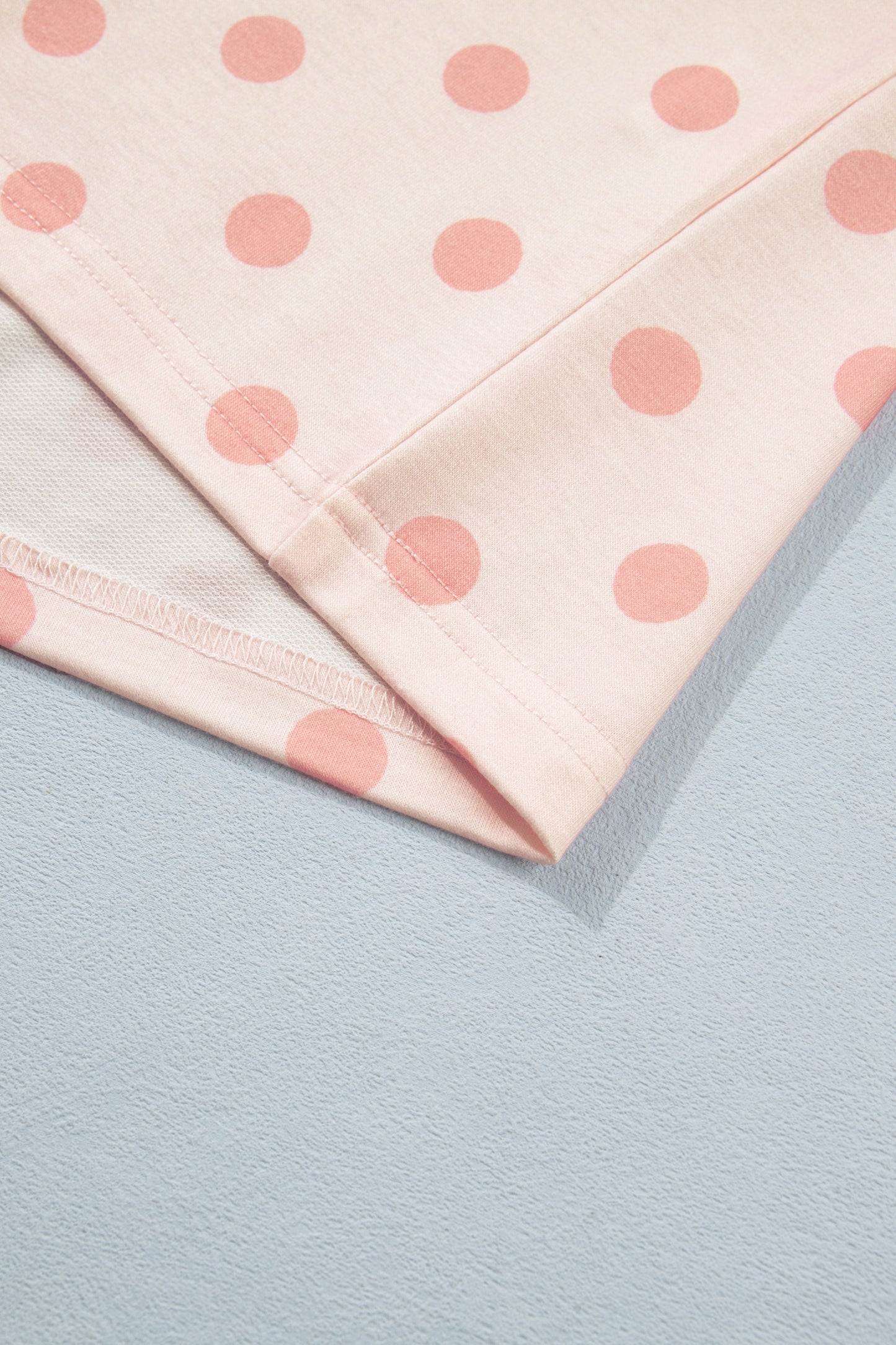 Pink Polka Dot Drop Shoulder Polo Loose Pullover Patch Pocket Casual Shorts Set-Two Piece Sets/Short Sets-[Adult]-[Female]-2022 Online Blue Zone Planet