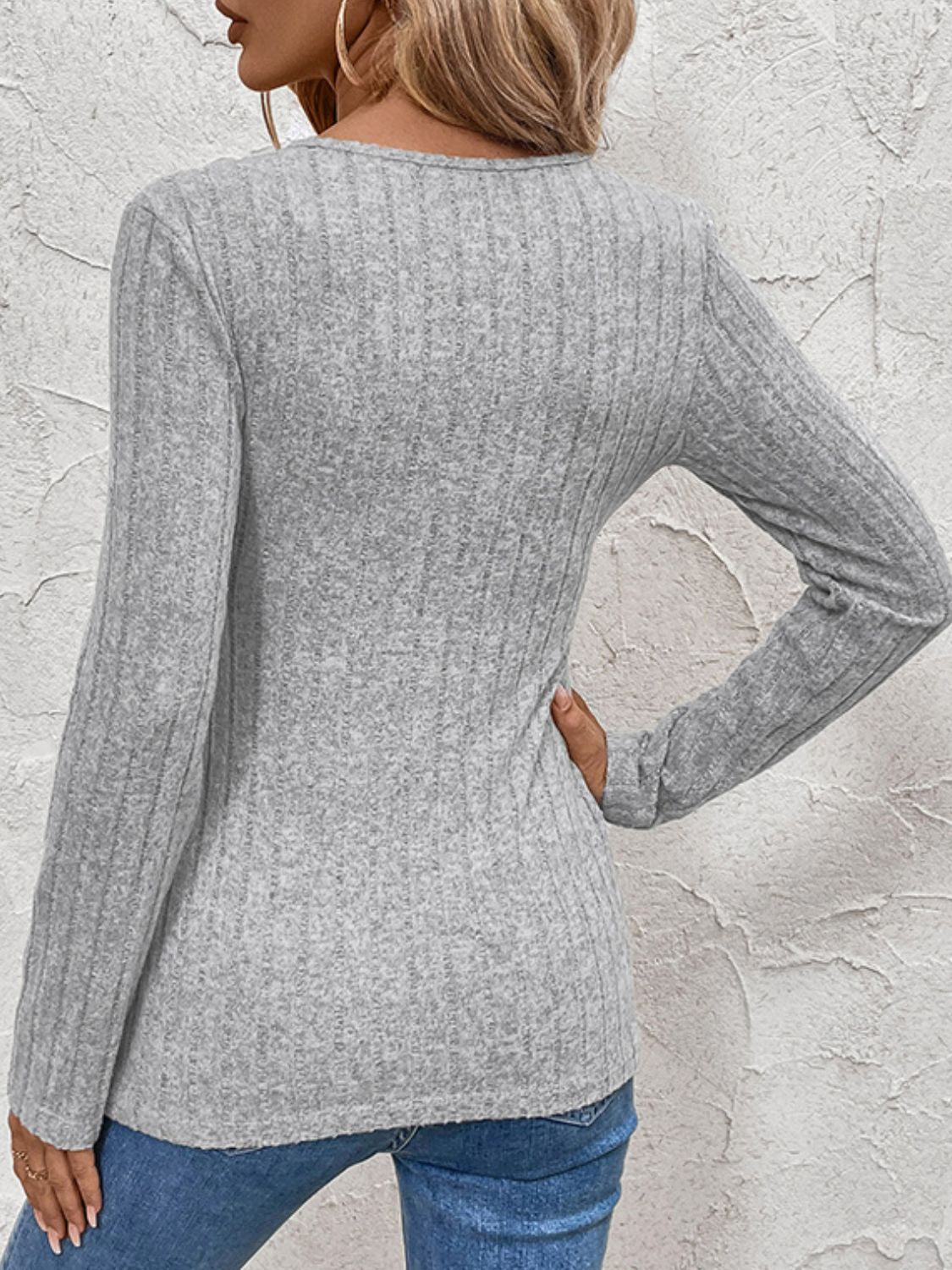 Perfee Surplice Long Sleeve T-Shirt-TOPS / DRESSES-[Adult]-[Female]-2022 Online Blue Zone Planet