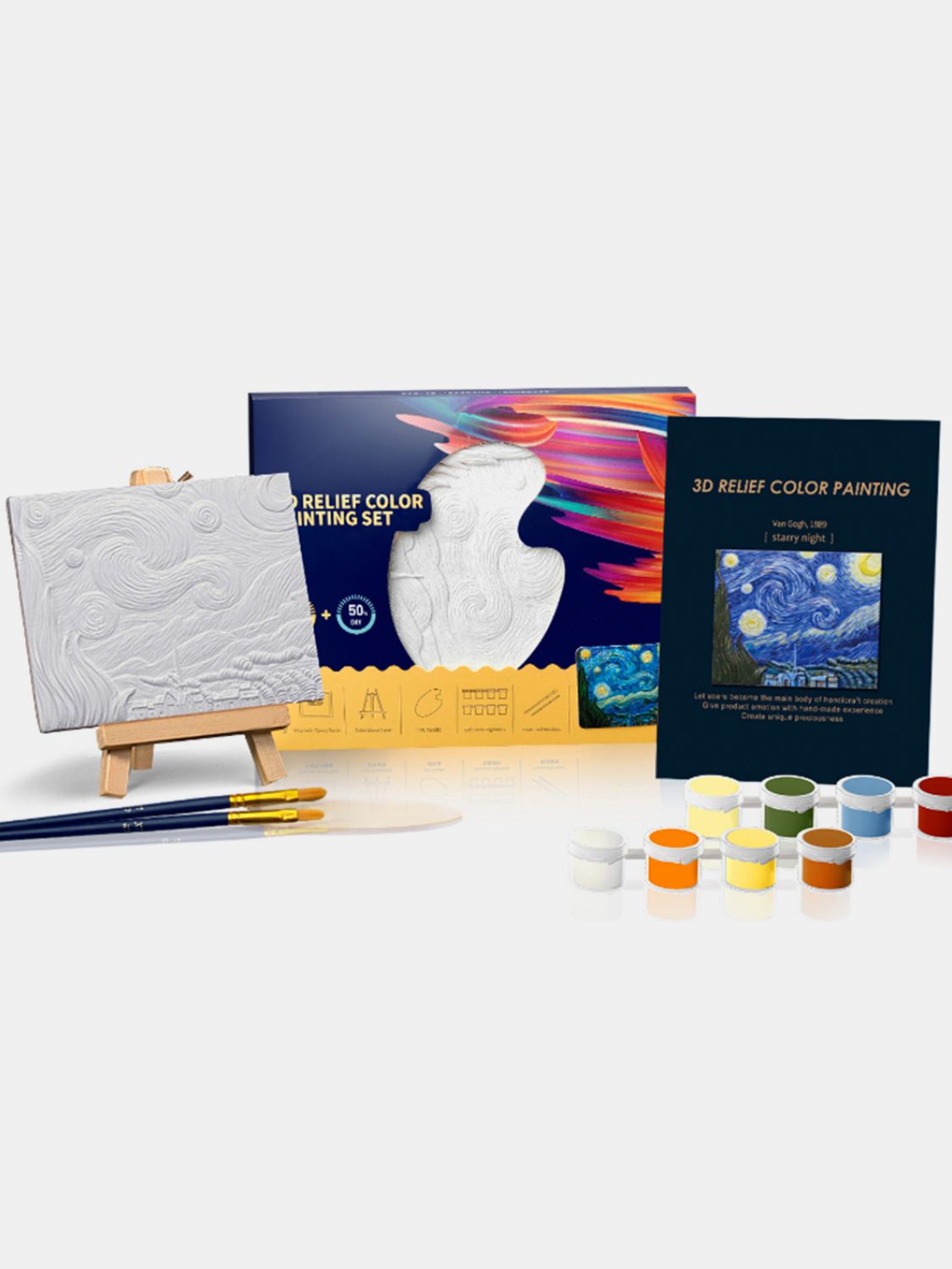 Relief Van Gogh's Starry Night DIY 3D Oil Painting Kit-DECOR-[Adult]-[Female]-Starry Night-One Size-2022 Online Blue Zone Planet