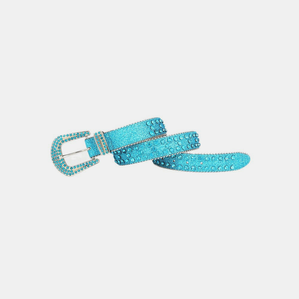 Rhinestone PU Leather Belt-BELTS-[Adult]-[Female]-2022 Online Blue Zone Planet