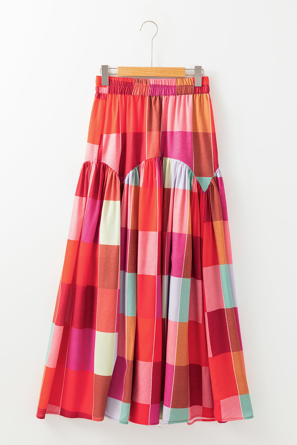 Color Block Elastic Waist Maxi Skirt-BOTTOMS SIZES SMALL MEDIUM LARGE-[Adult]-[Female]-2022 Online Blue Zone Planet