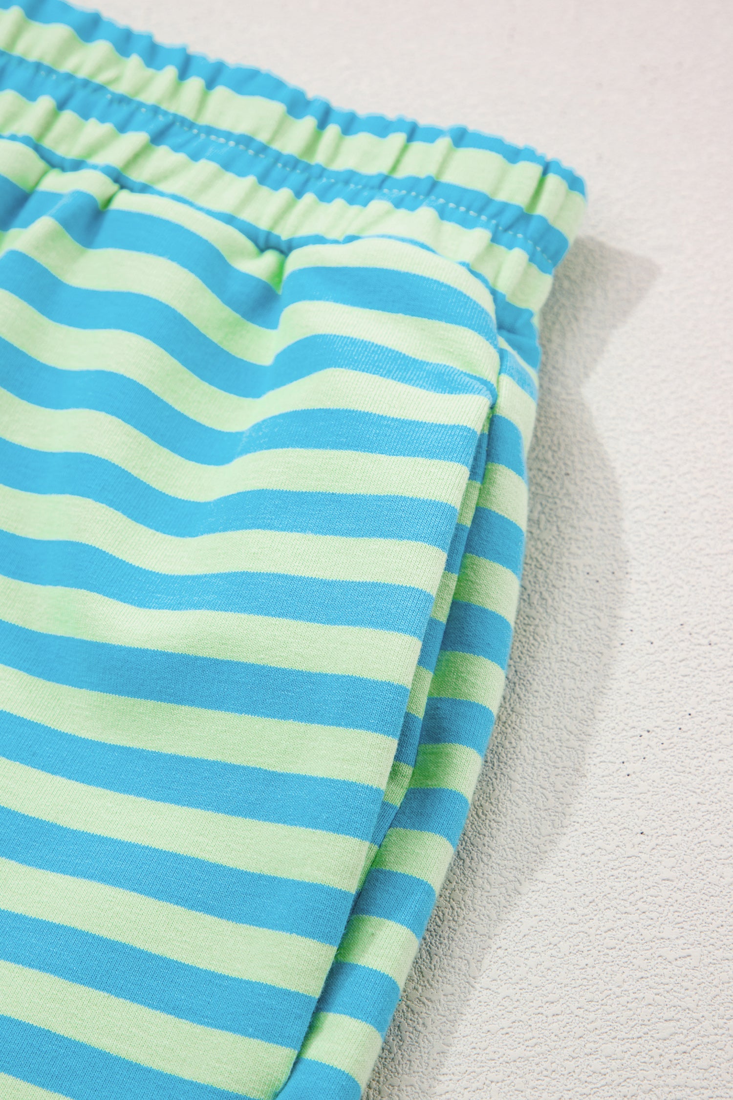 Pink Stripe Color Block Detail Long Sleeve Pullover Elastic Waist Pull On Shorts 2pcs Set-Two Piece Sets/Short Sets-[Adult]-[Female]-2022 Online Blue Zone Planet