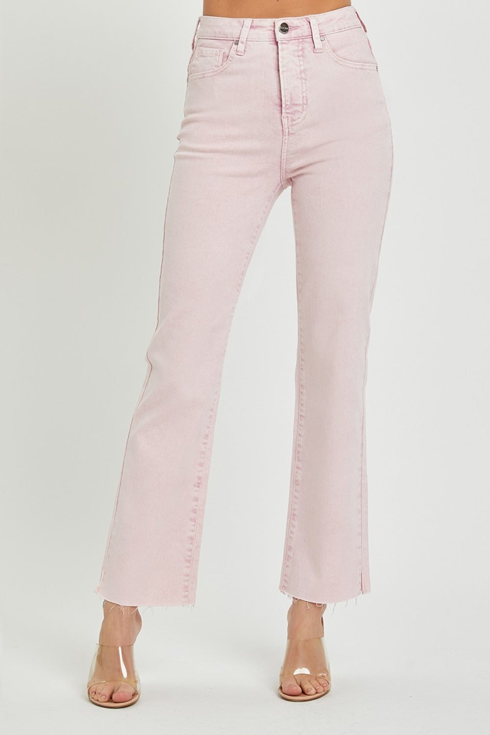 RISEN Full Size High Rise Tummy Control Straight Jeans-BOTTOMS SIZES SMALL MEDIUM LARGE-[Adult]-[Female]-Acid Pink-0(24)-2022 Online Blue Zone Planet