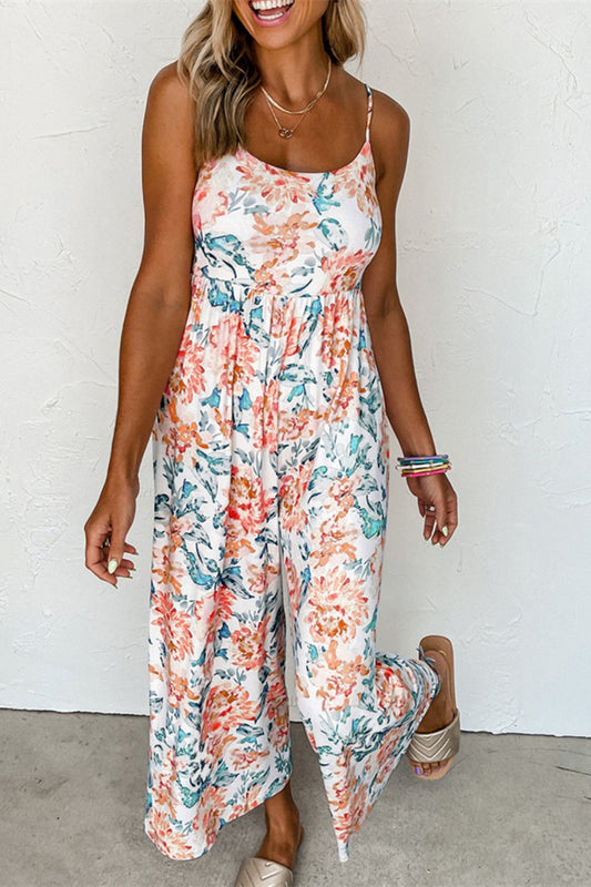 Printed Scoop Neck Wide Leg Jumpsuit-TOPS / DRESSES-[Adult]-[Female]-White-S-2022 Online Blue Zone Planet