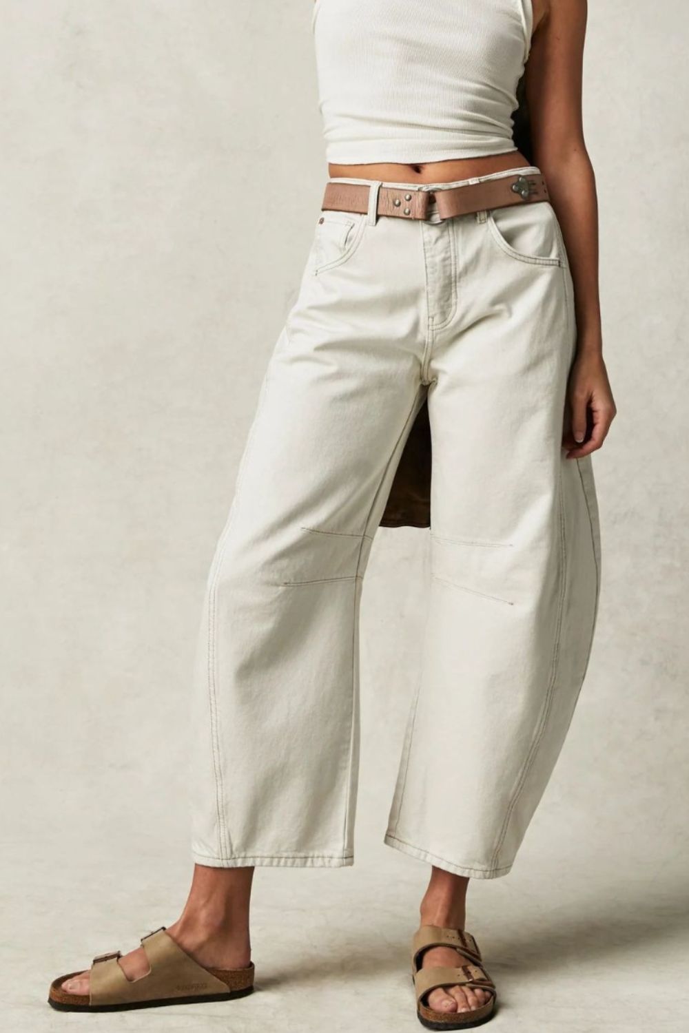 Blue Zone Planet | Wide Leg Jeans with Pockets-BOTTOMS SIZES SMALL MEDIUM LARGE-[Adult]-[Female]-Cream-S-2022 Online Blue Zone Planet