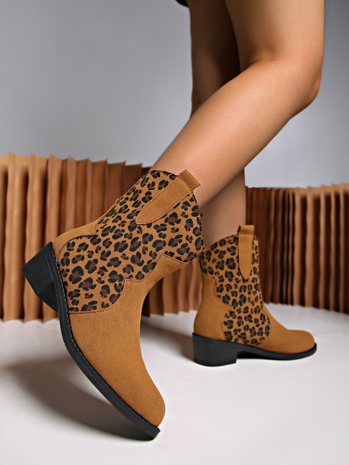 Leopard Suede Block Heel Boots-BOOTS-[Adult]-[Female]-2022 Online Blue Zone Planet