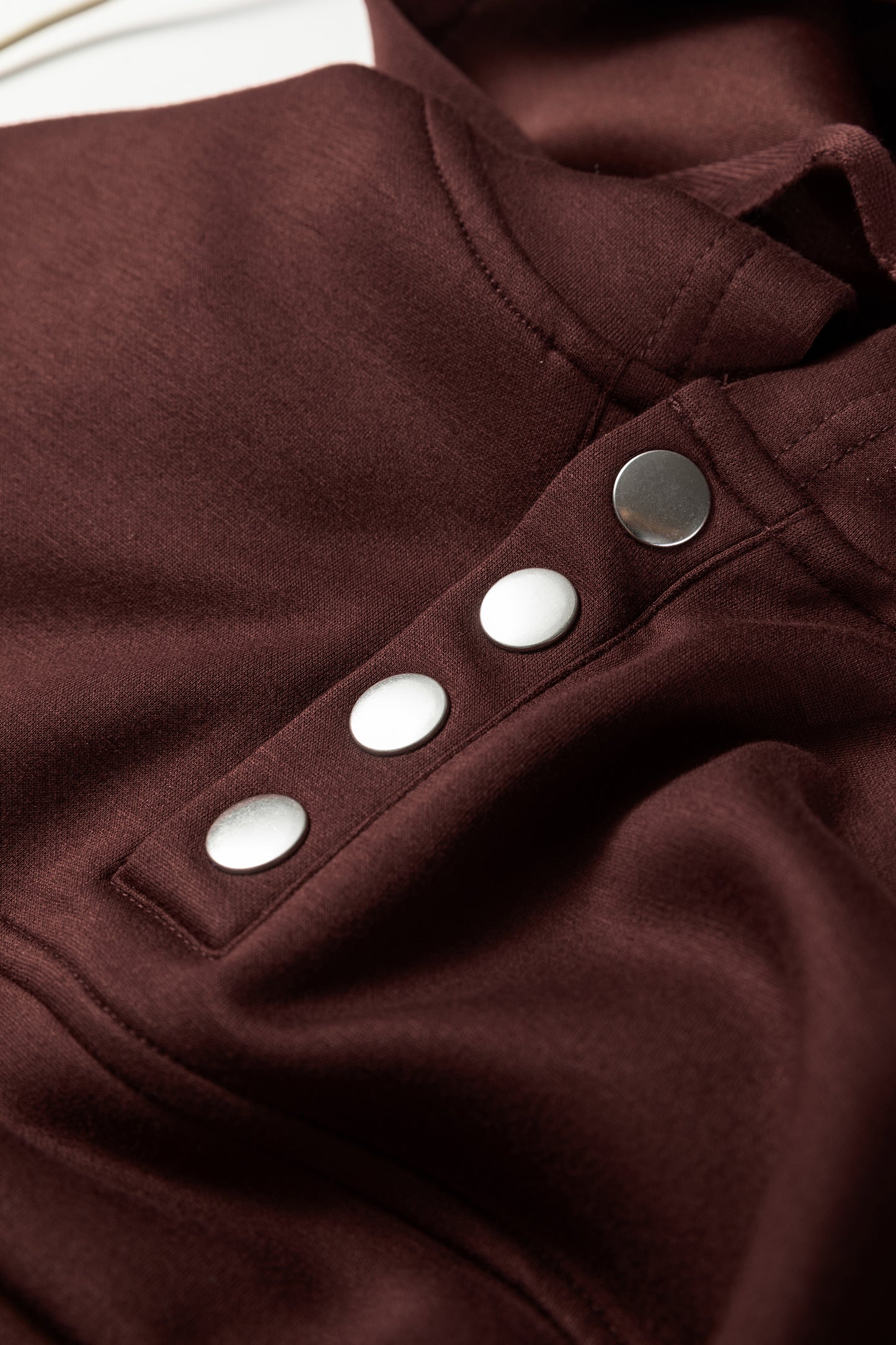 Chicory Coffee Button Drawstring Cropped Hoodie Jogger 2pcs Set-Tops / Dresses-[Adult]-[Female]-2022 Online Blue Zone Planet