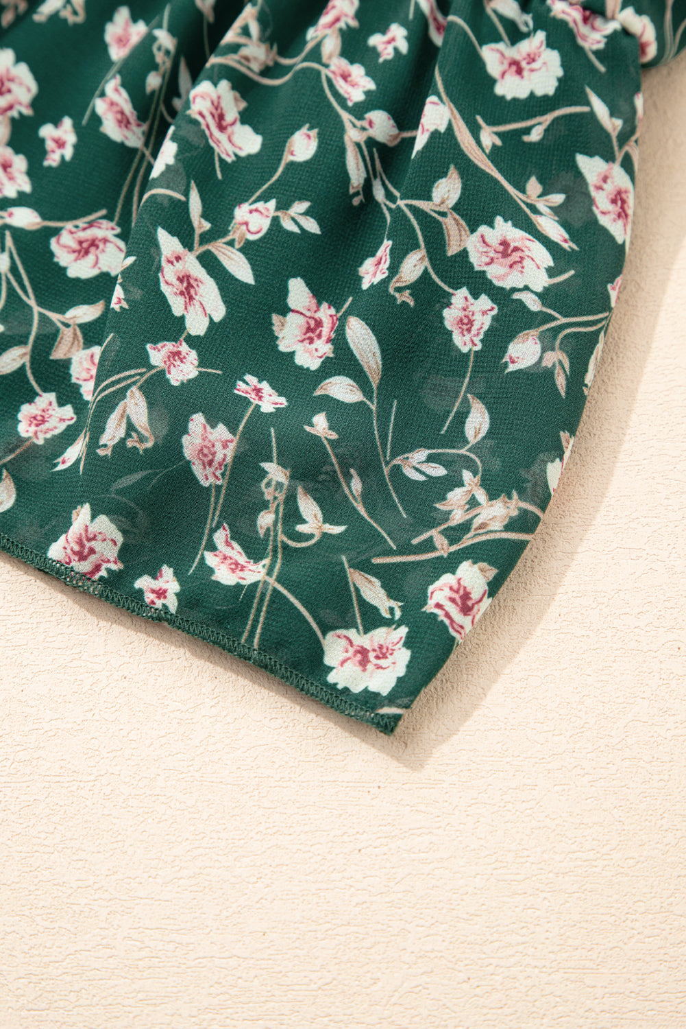Green Smocked Square Neck Puff Short Sleeve Floral Dress-TOPS / DRESSES-[Adult]-[Female]-2022 Online Blue Zone Planet