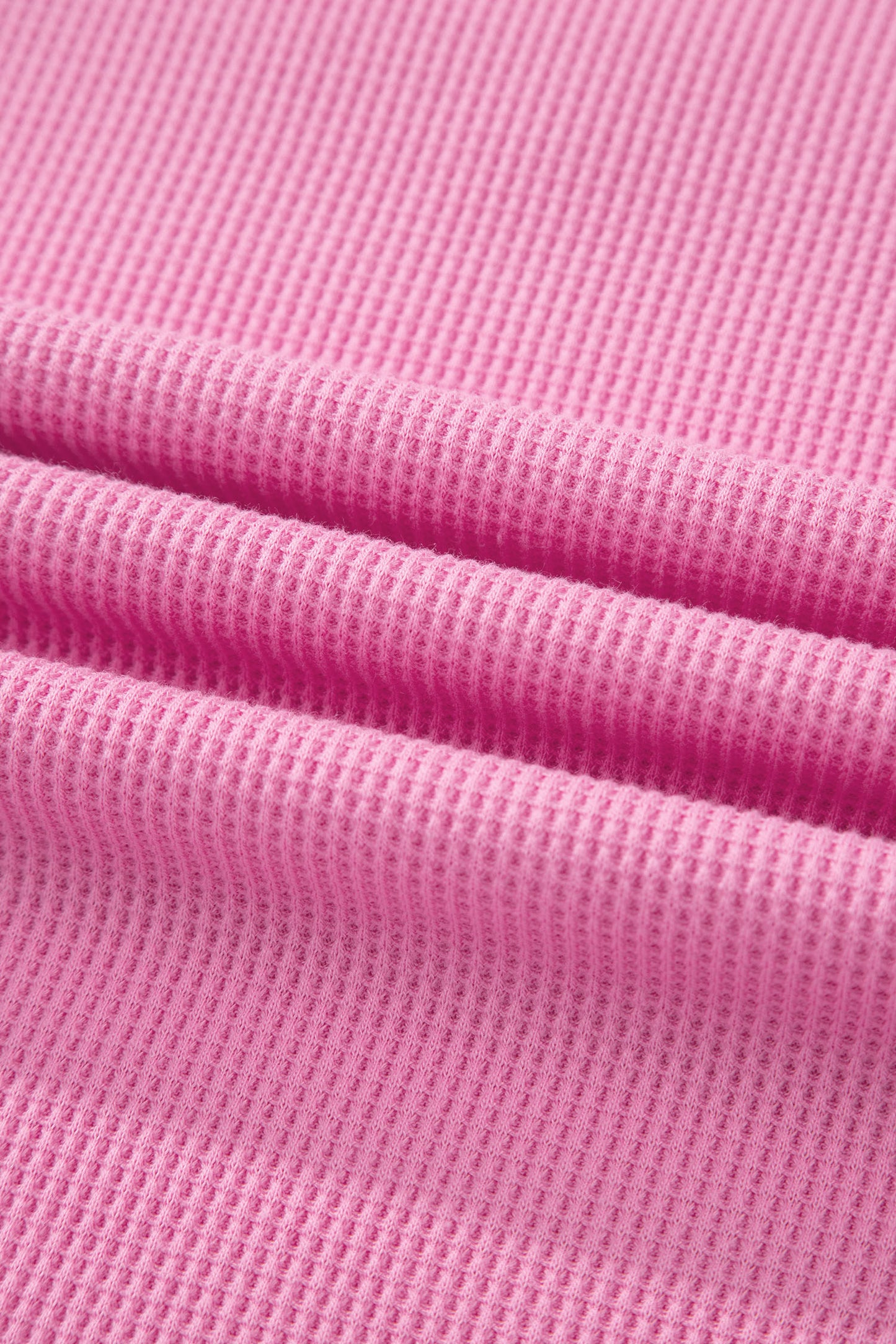 Pink Solid Color Raw Seam Waffled Patchwork Casual T Shirt-Tops/Tops & Tees-[Adult]-[Female]-2022 Online Blue Zone Planet