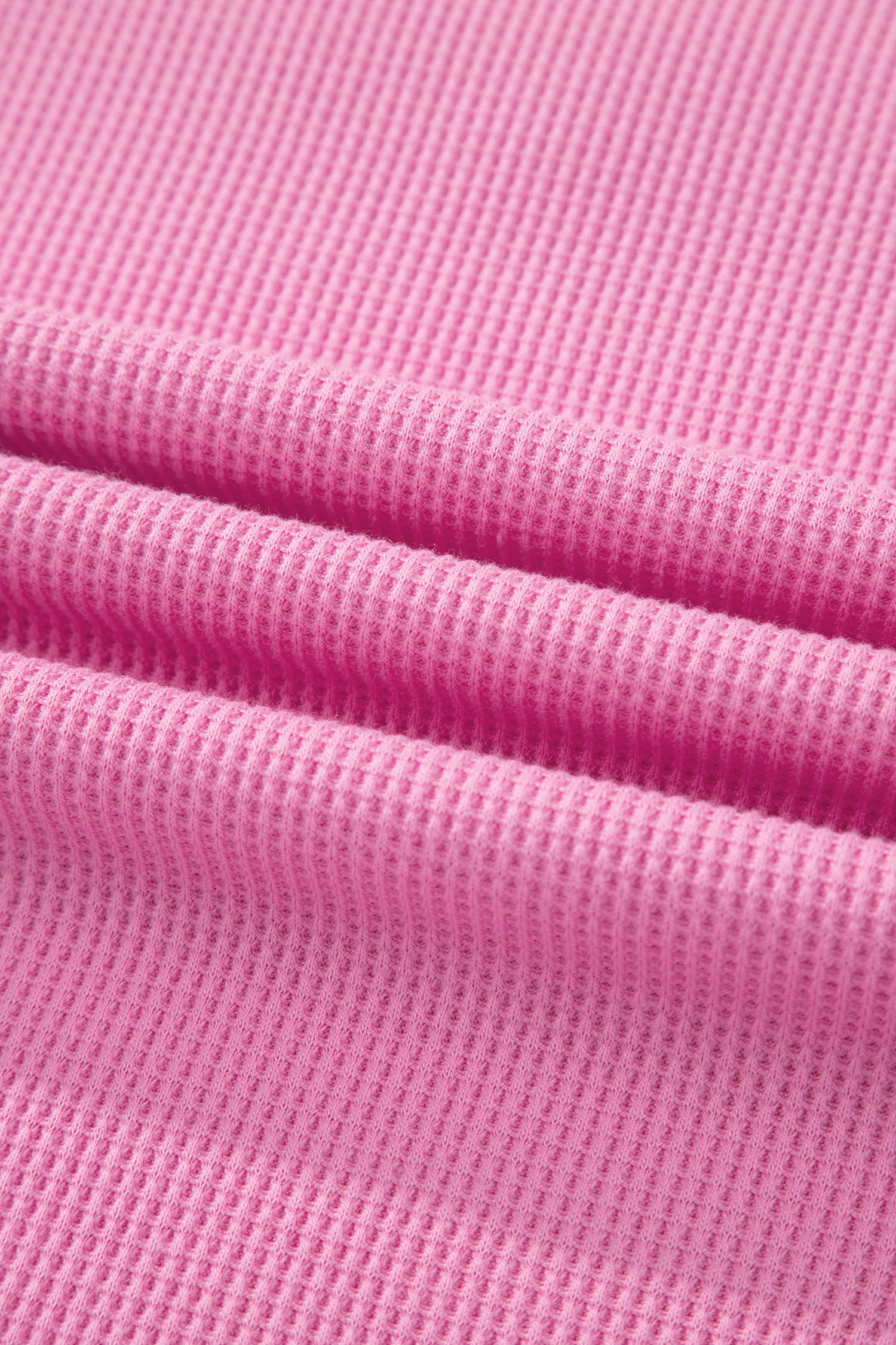Pink Solid Color Raw Seam Waffled Patchwork Casual T Shirt-Tops/Tops & Tees-[Adult]-[Female]-2022 Online Blue Zone Planet