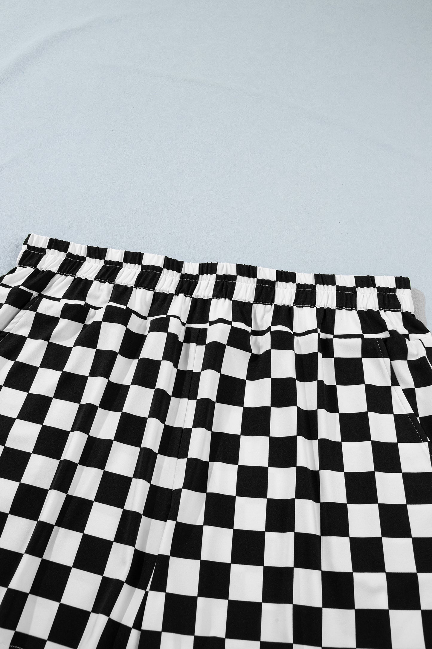 Black Plus Size Checkered Athleisure Shorts-Plus Size/Plus Size Bottoms-[Adult]-[Female]-2022 Online Blue Zone Planet
