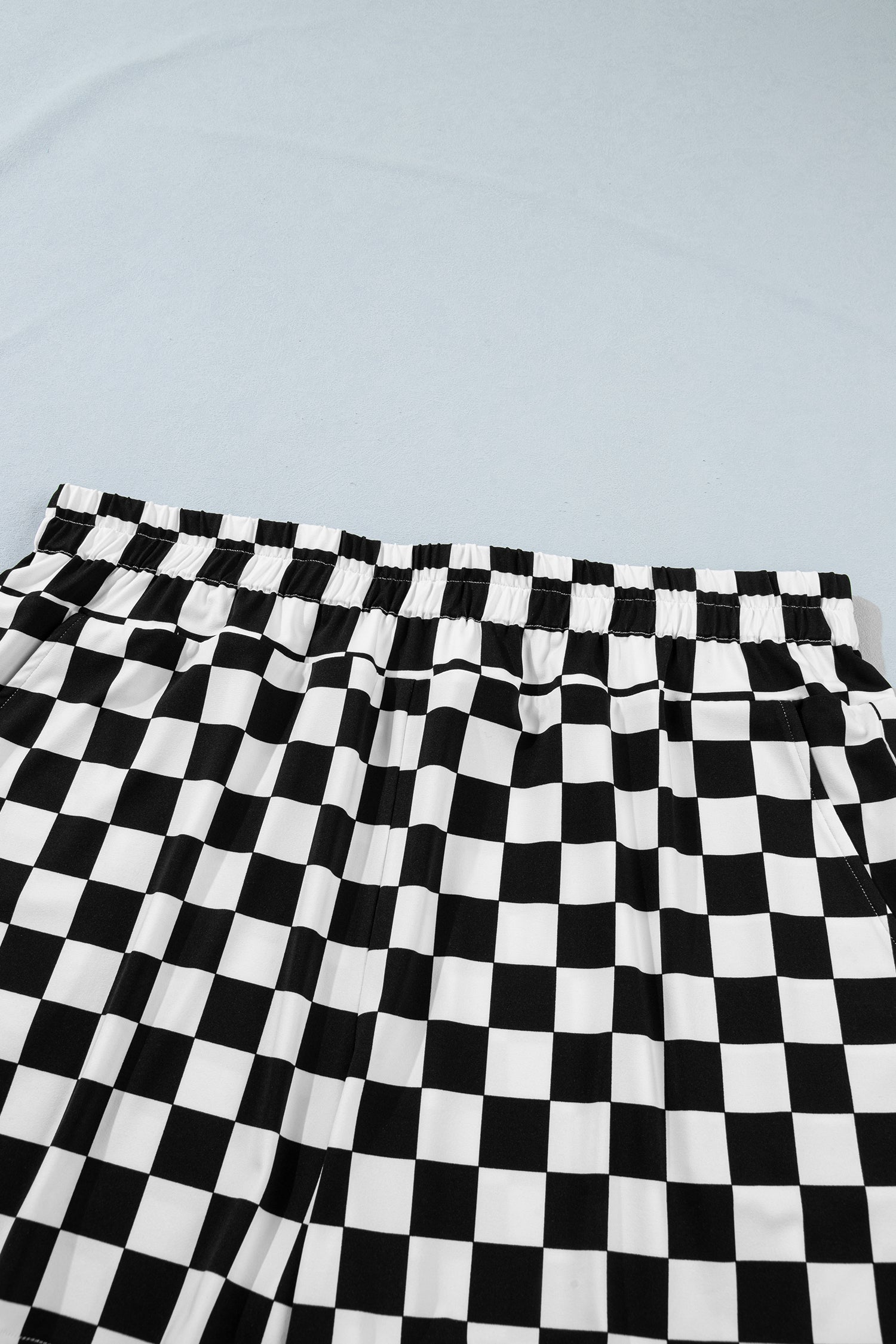 Black Plus Size Checkered Athleisure Shorts-Plus Size/Plus Size Bottoms-[Adult]-[Female]-2022 Online Blue Zone Planet