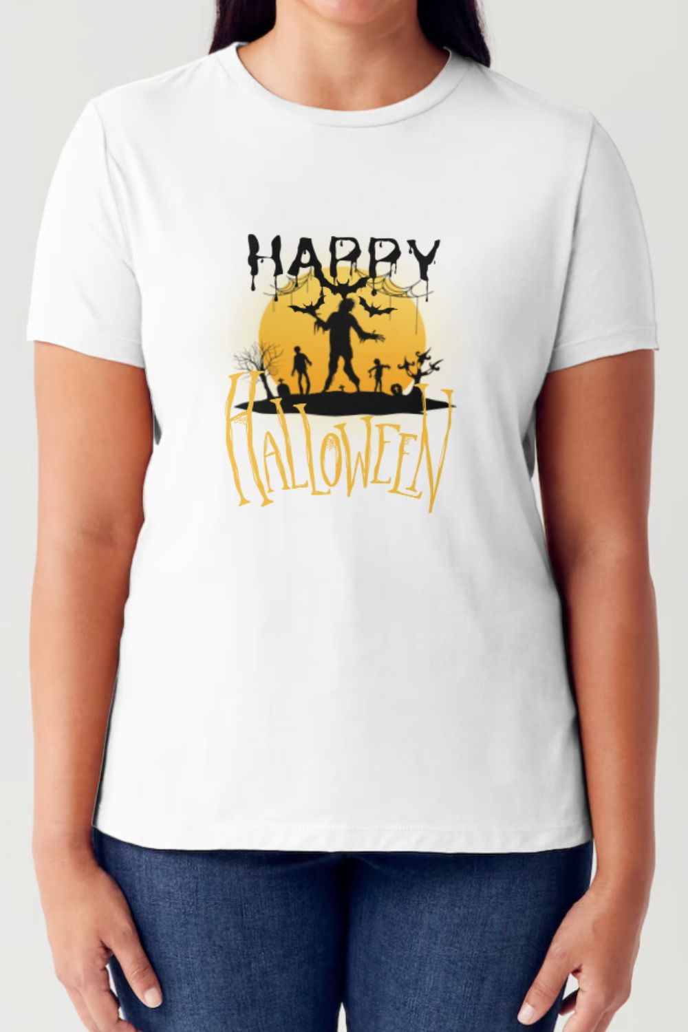 Simply Love Full Size HAPPY HALLOWEEN Short Sleeve Tubular T-Shirt-TOPS / DRESSES-[Adult]-[Female]-White-S-2022 Online Blue Zone Planet