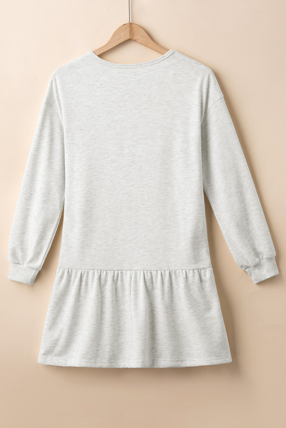 White St Patricks LUCKY Graphic Long Sleeve Ruffle Hem Mini Dress-Graphic Apparel-[Adult]-[Female]-2022 Online Blue Zone Planet