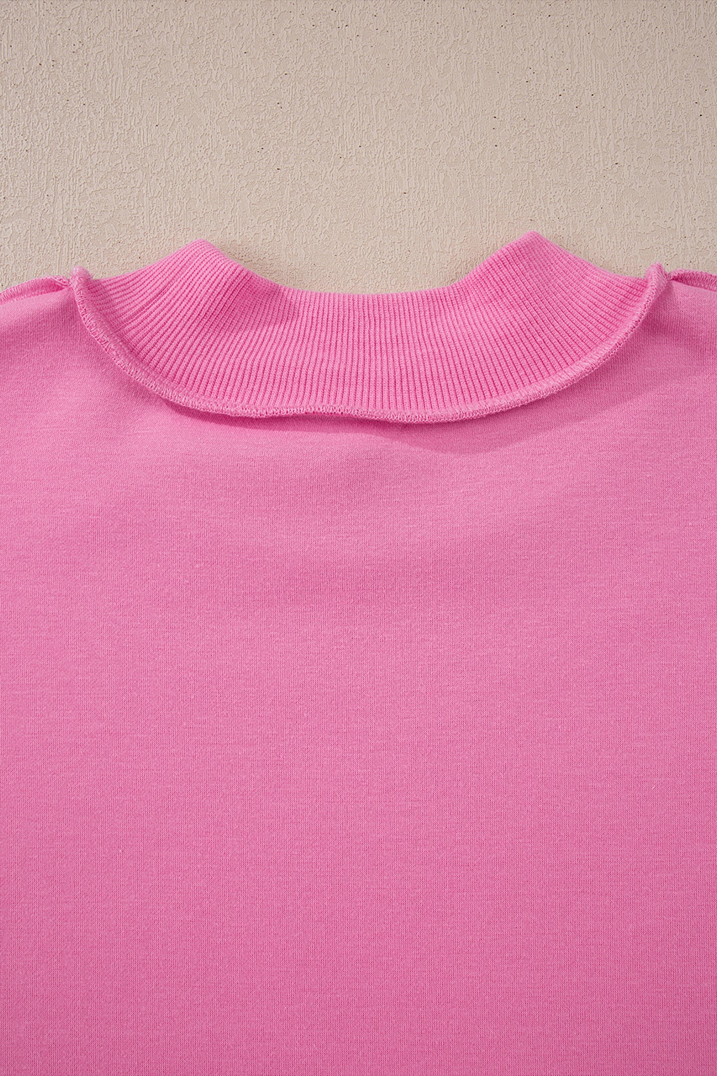 Bright Pink Oversize Drop Shoulder Reversible Mock Neck Sweatshirt-Tops/Sweatshirts & Hoodies-[Adult]-[Female]-2022 Online Blue Zone Planet