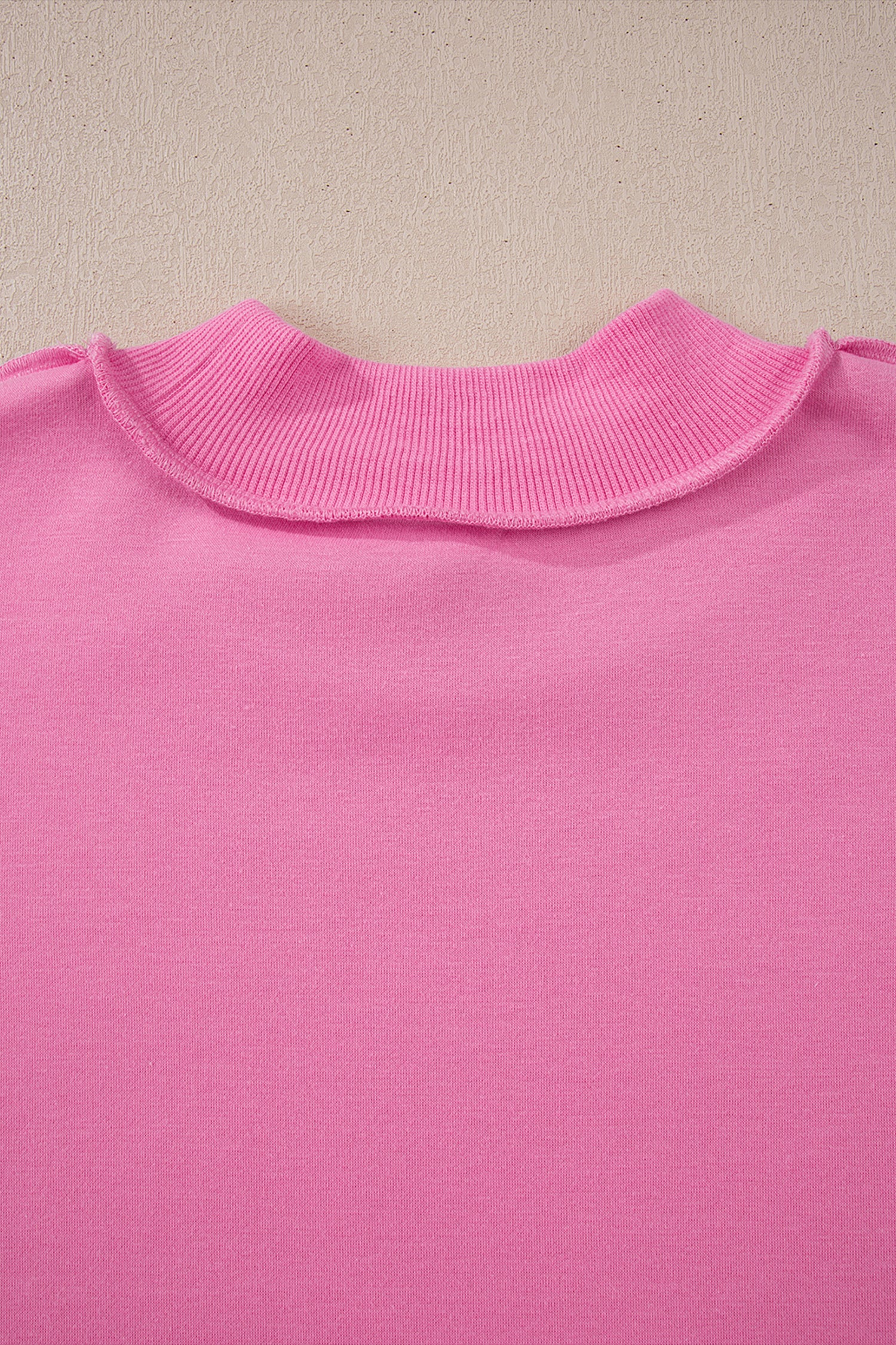 Bright Pink Oversize Drop Shoulder Reversible Mock Neck Sweatshirt-Tops/Sweatshirts & Hoodies-[Adult]-[Female]-2022 Online Blue Zone Planet