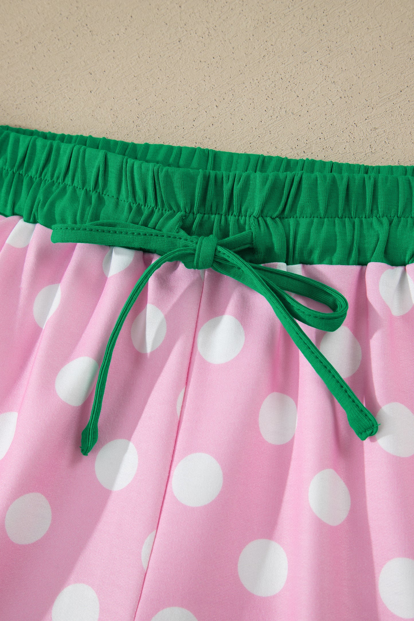Pink Polka Dot Contrast Edge Casual Short Set-Two Piece Sets/Short Sets-[Adult]-[Female]-2022 Online Blue Zone Planet