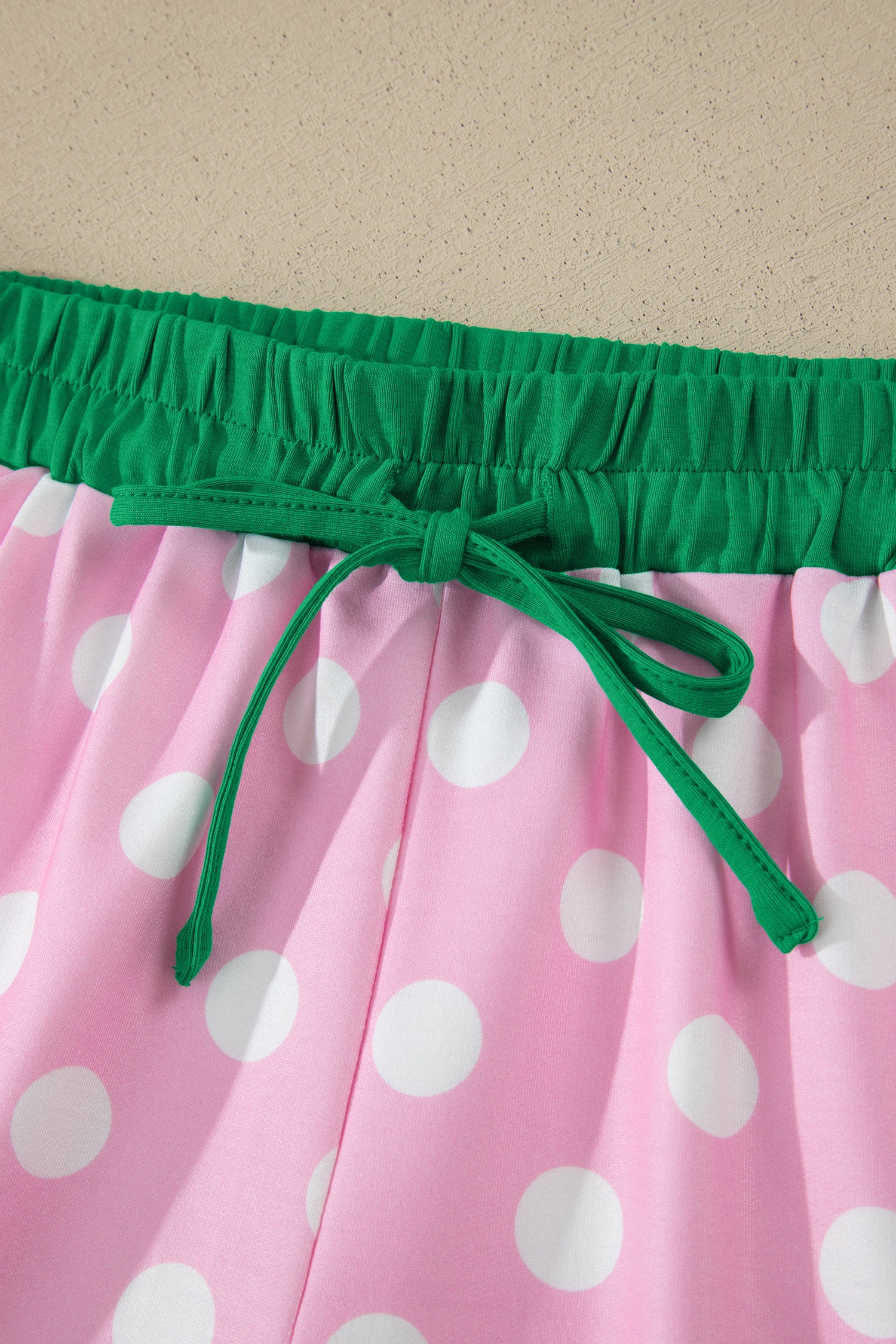 Pink Polka Dot Contrast Edge Casual Short Set-Two Piece Sets/Short Sets-[Adult]-[Female]-2022 Online Blue Zone Planet