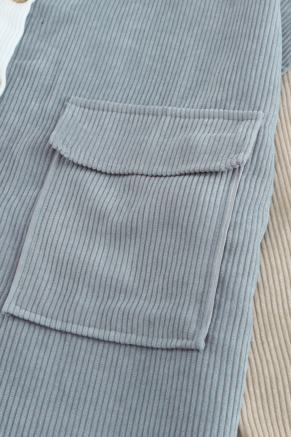 White Color Block Button Shirt with Pocket-Tops/Blouses & Shirts-[Adult]-[Female]-2022 Online Blue Zone Planet